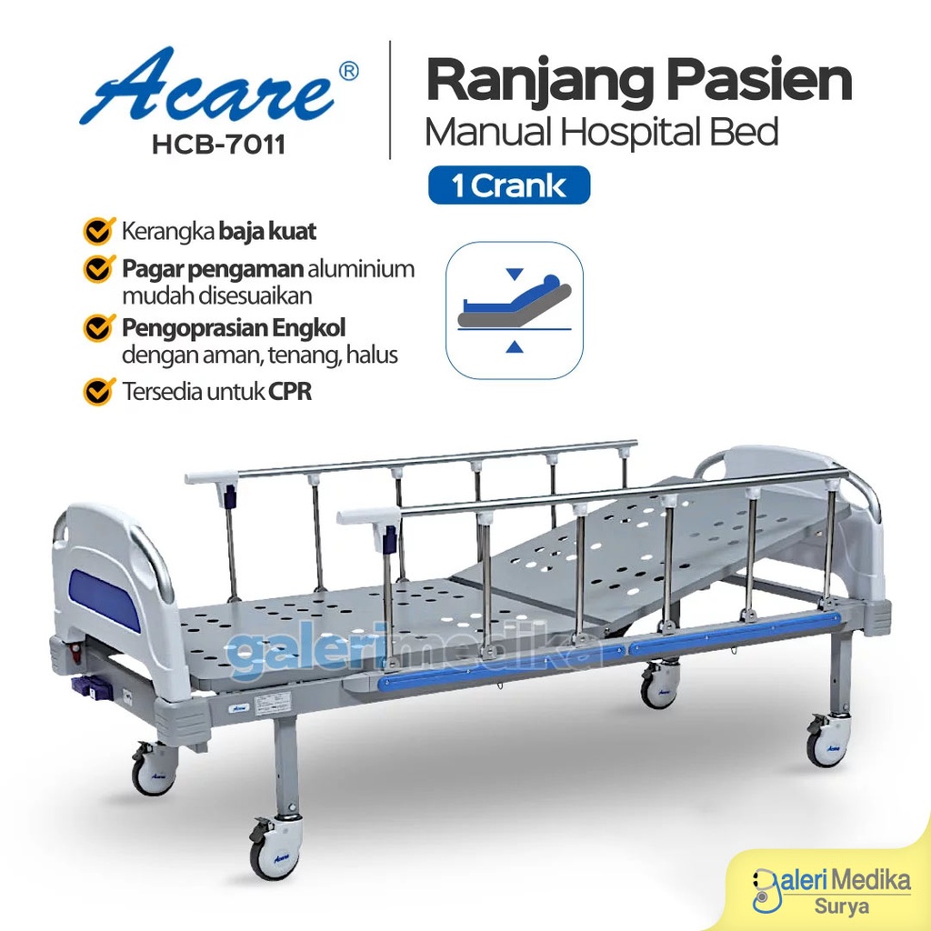 Ranjang Pasien Manual 1 Crank Acare HCB-7011