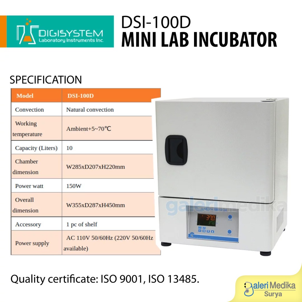 Mini Lab Incubator Digisystem DSI-100D 10 Liter