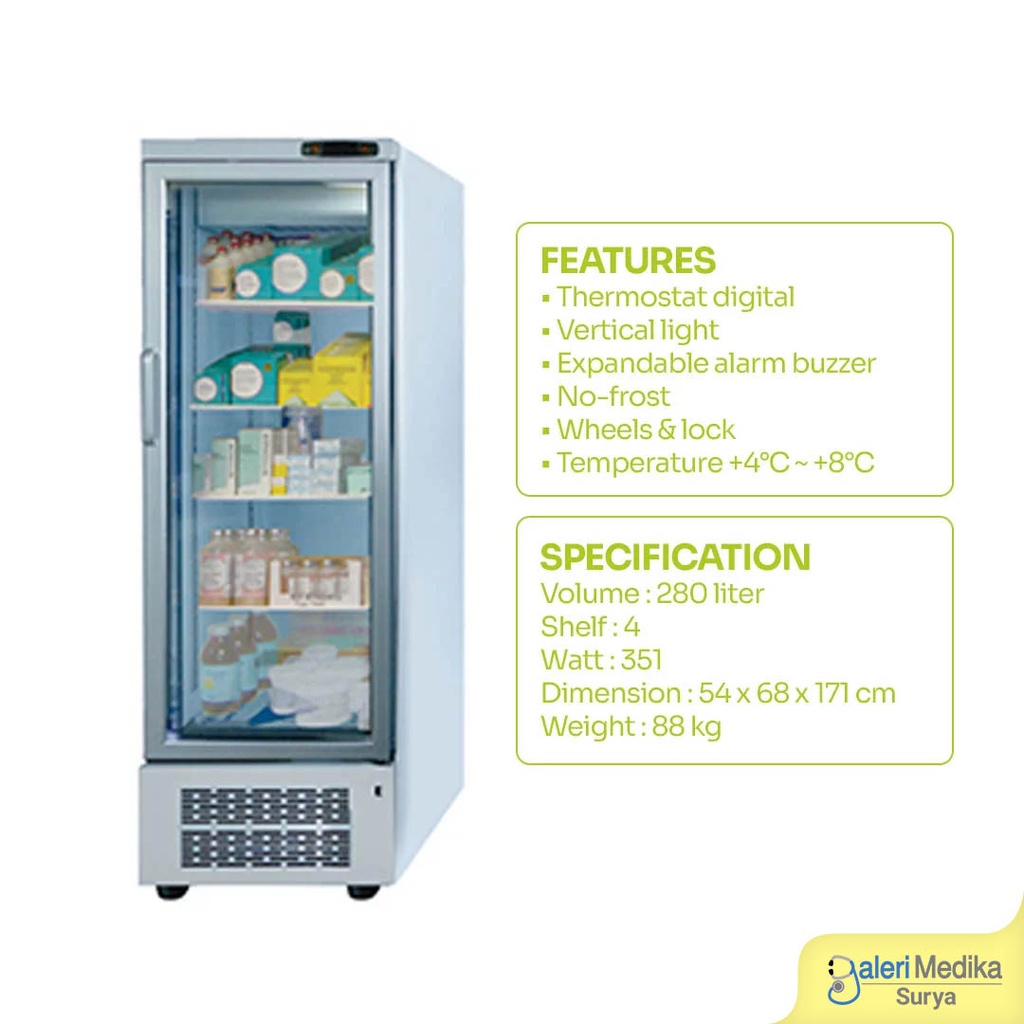 Kulkas Farmasi 280 Liter 1 Pintu GEA EXPO-280PH Pharmaceutical Refrigerator