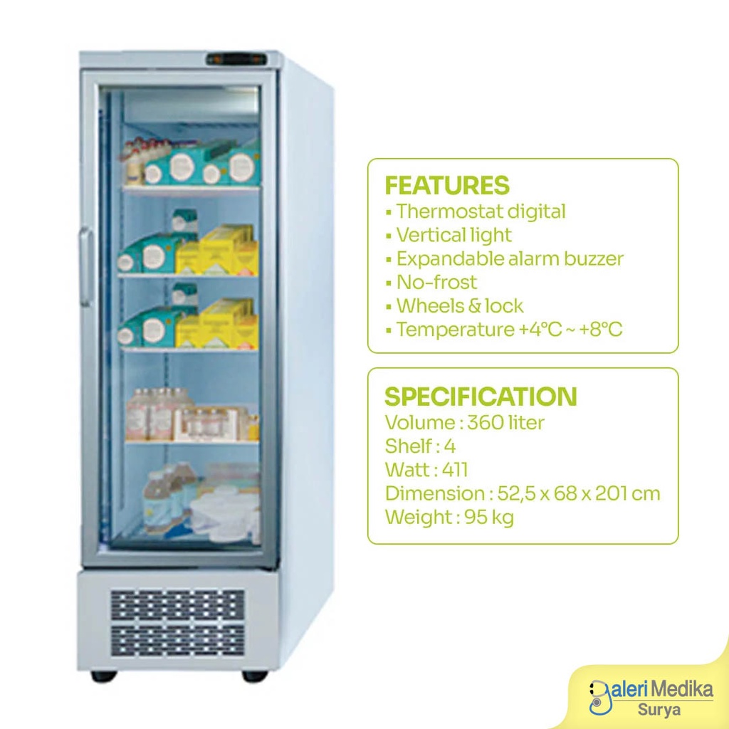 Kulkas Farmasi 360 Liter 1 Pintu GEA EXPO-480PH Pharmaceutical Refrigerator