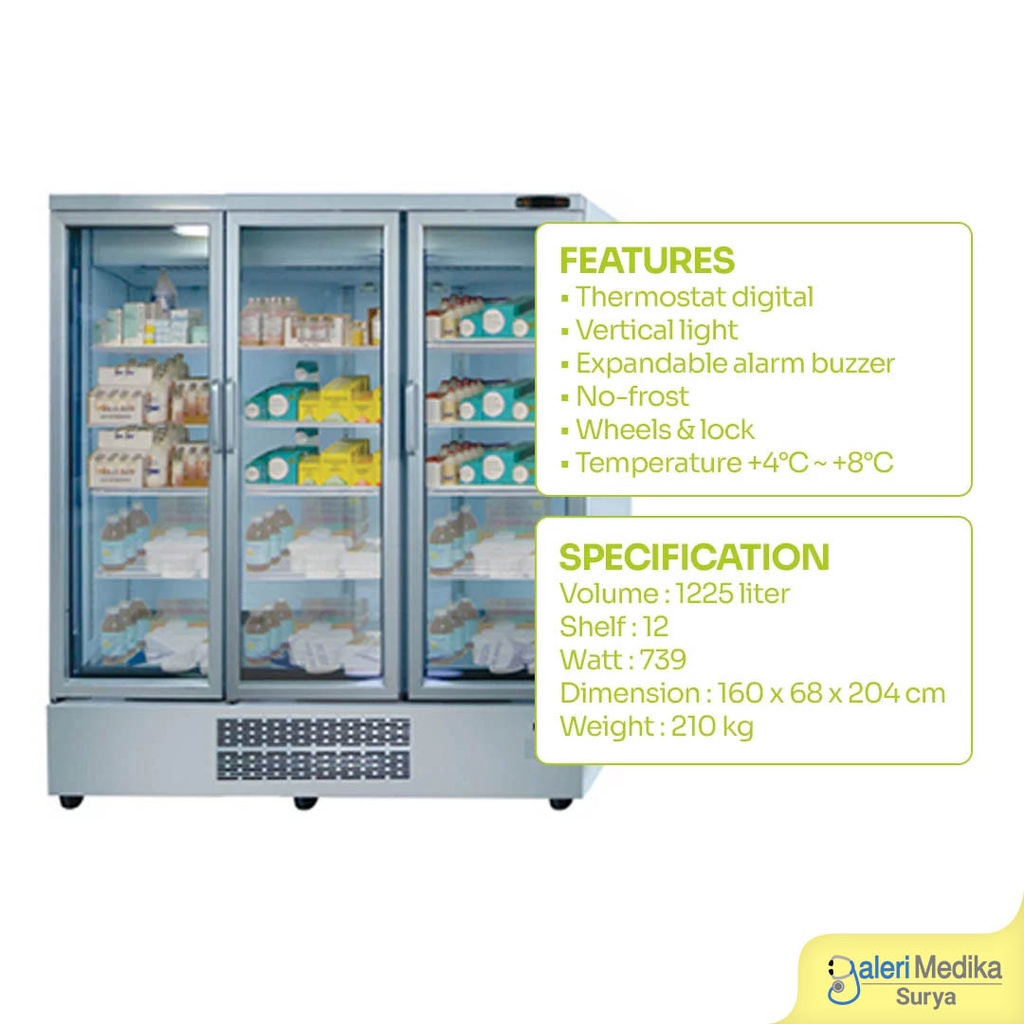 Kulkas Farmasi 1225 Liter 3 Pintu GEA EXPO-1300PH Pharmaceutical Refrigerator