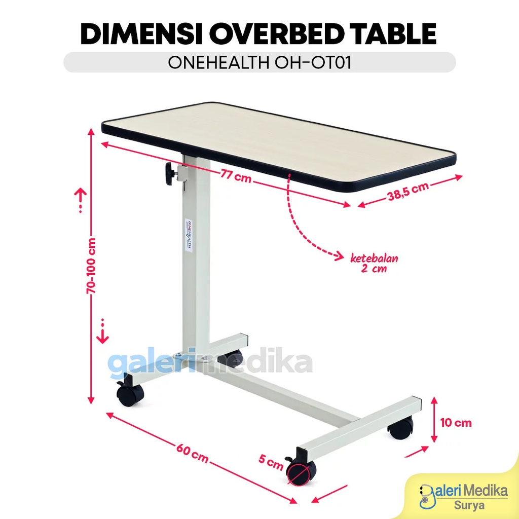 Meja Portable Pasien OneHealth OH-OT01 Overbed Table