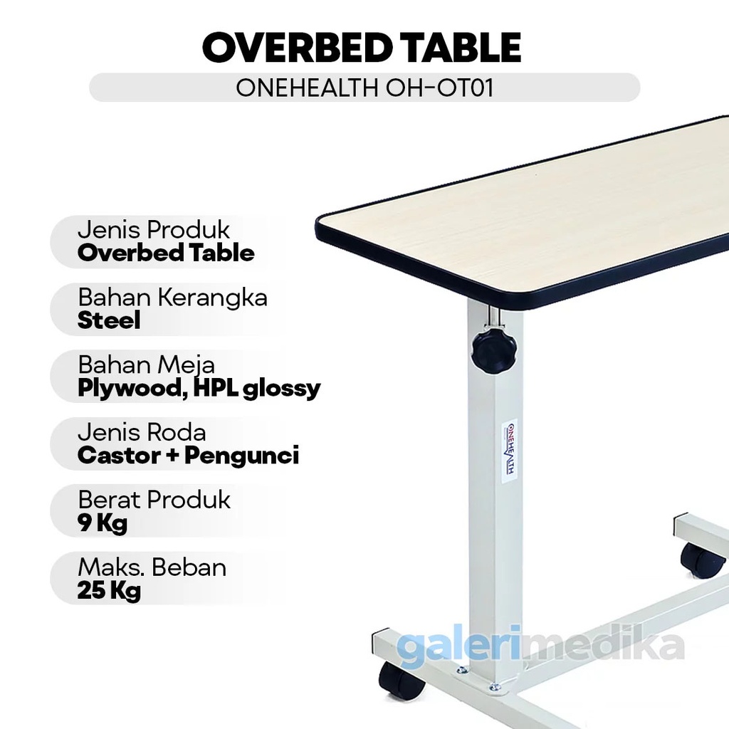 Meja Portable Pasien OneHealth OH-OT01 Overbed Table