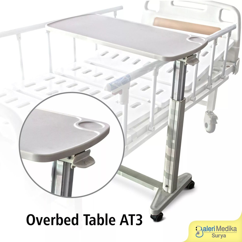 Meja Portable Pasien Onemed AT-3 Aluminium Overbed Table