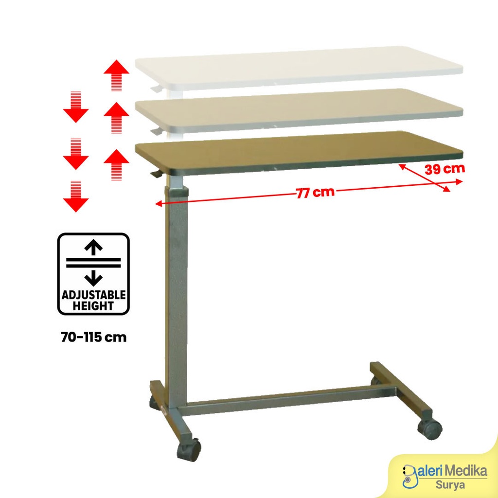 Meja Portable Pasien Indomed Overbed Table