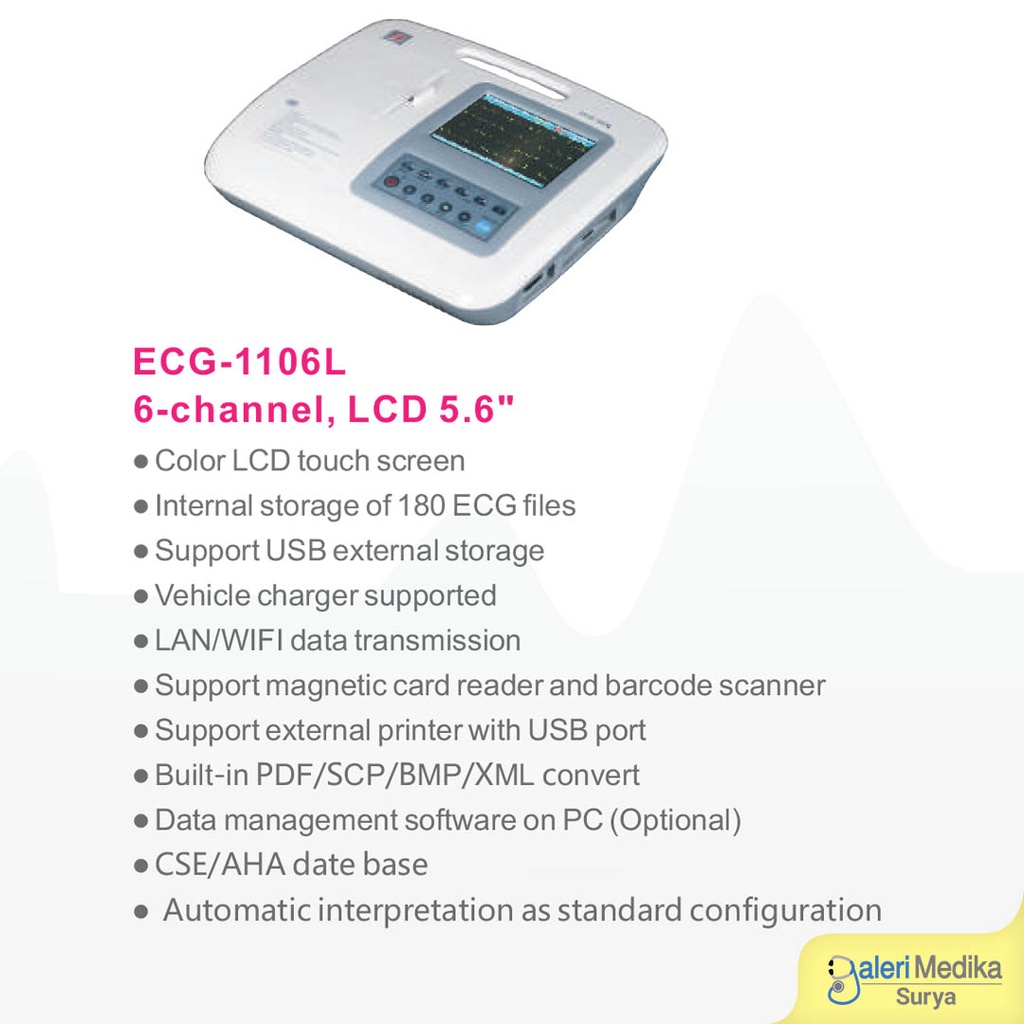 Carewell EKG Monitor 6 Channel 1106L LCD 5.6"