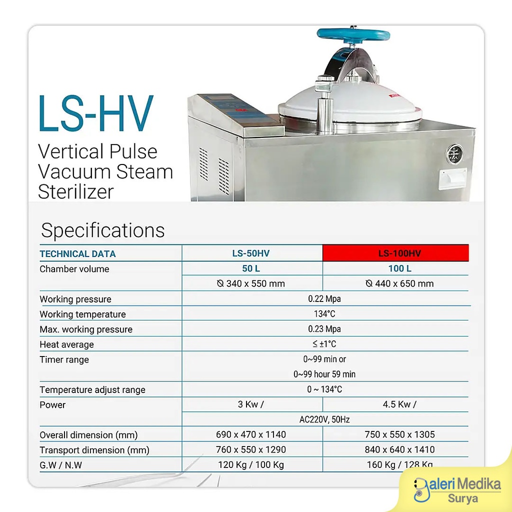Autoclave 100 Liter GEA LS-100HV Pulse Vacuum Steam Sterilizer + Fungsi Drying